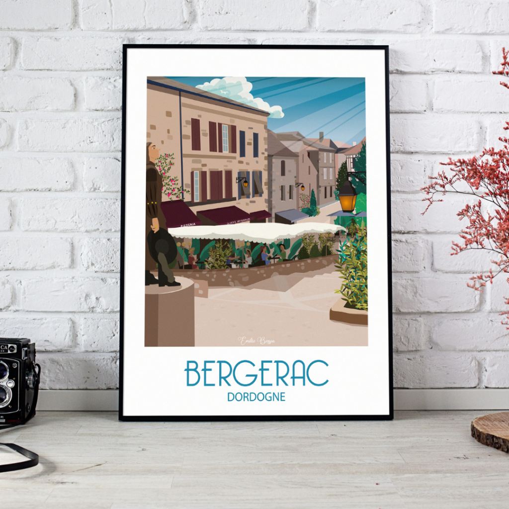 Poster ville de Bergerac en Dordogne