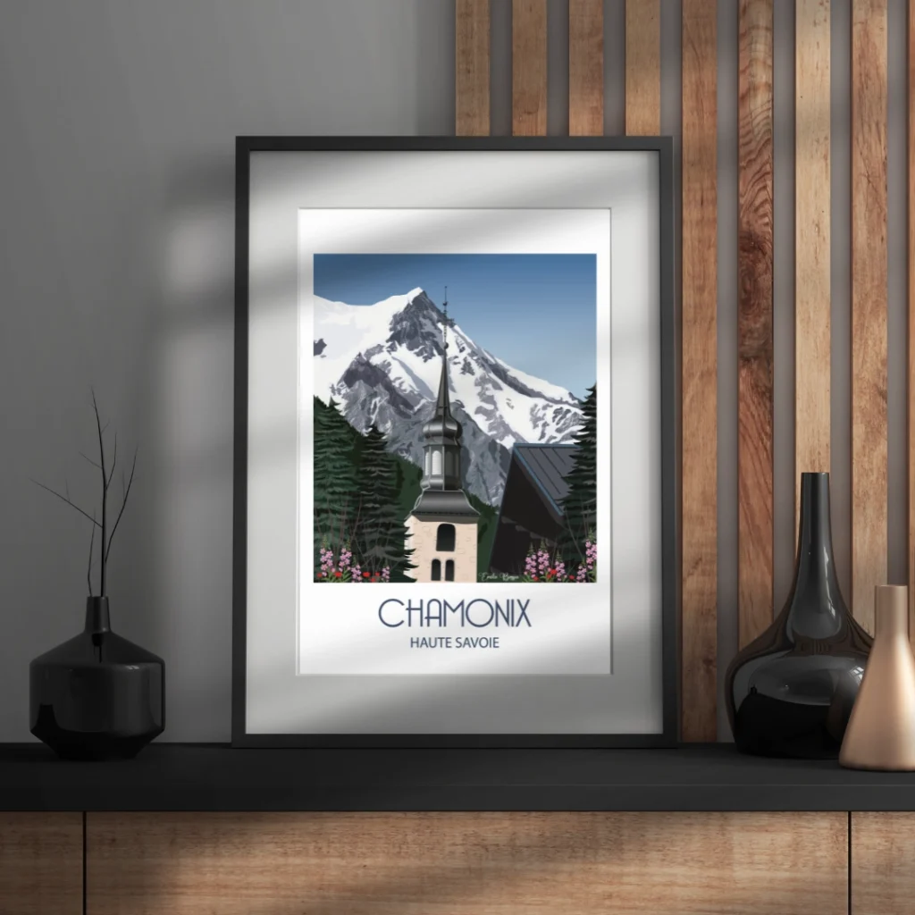 Poster de Chamonix Mont-Blanc dans les Alpes