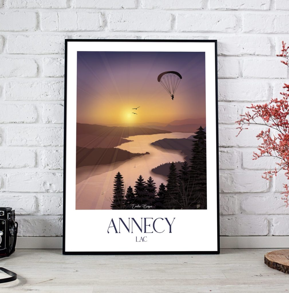 Affiche poster du lac d'annecy en haute savoie