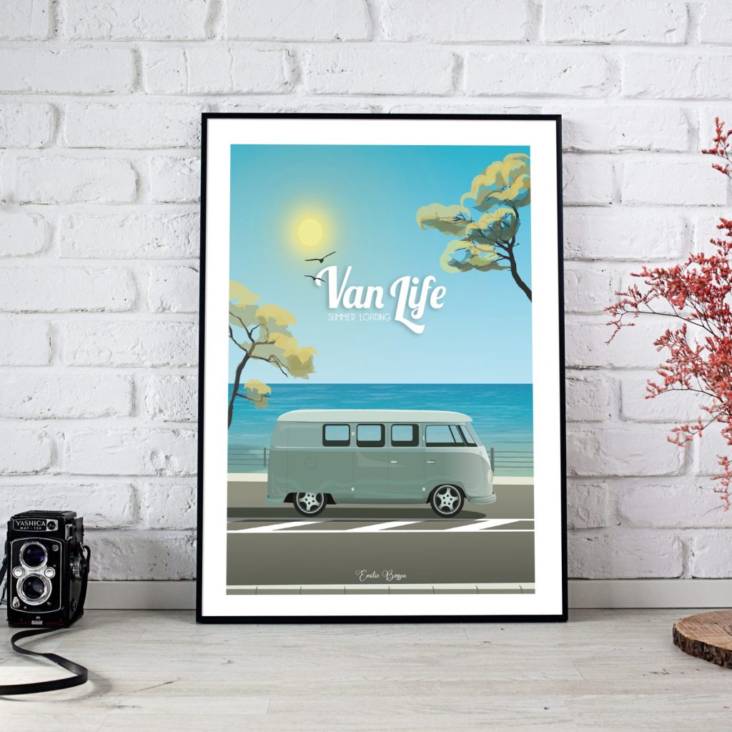 Affiche Combi Van Summer Loading - Poster vintage