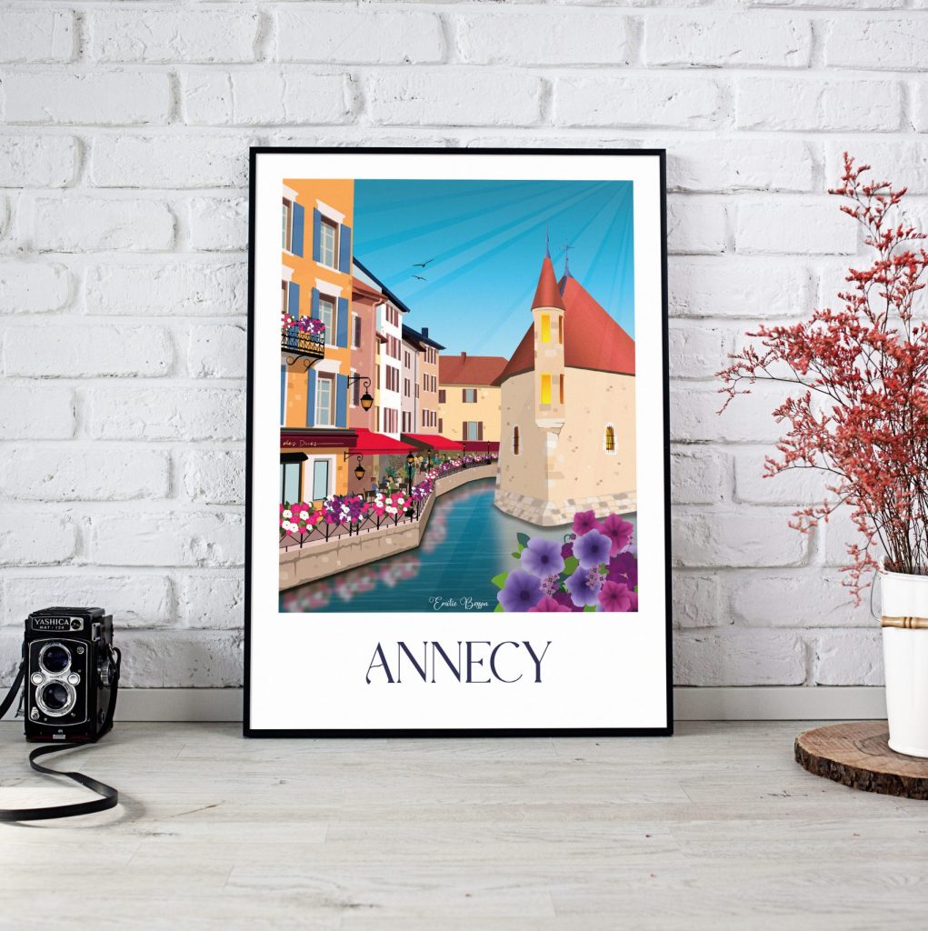 Affiche poster de la ville d'annecy en haute savoie
