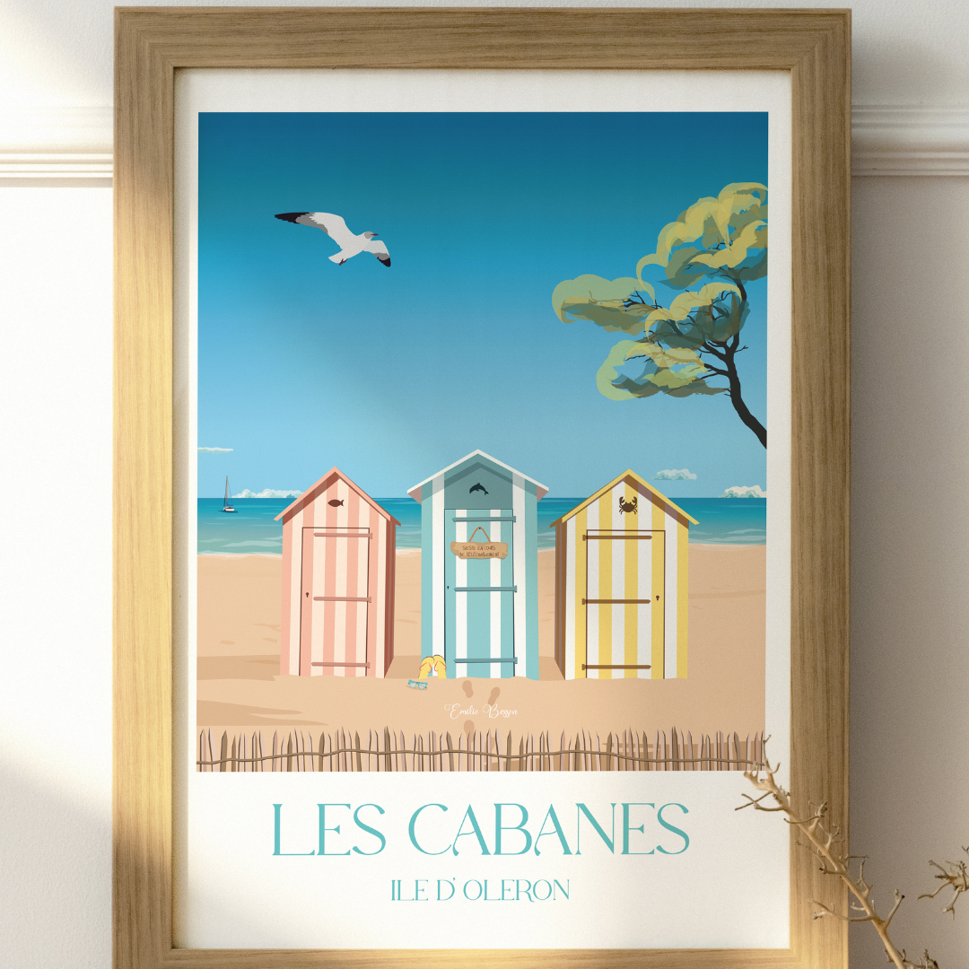 Affiche Les Cabanes Ile D Ol ron Poster t Emilie BESSON Affiche Les Cabanes Ile D Ol ron Poster t Emilie BESSON