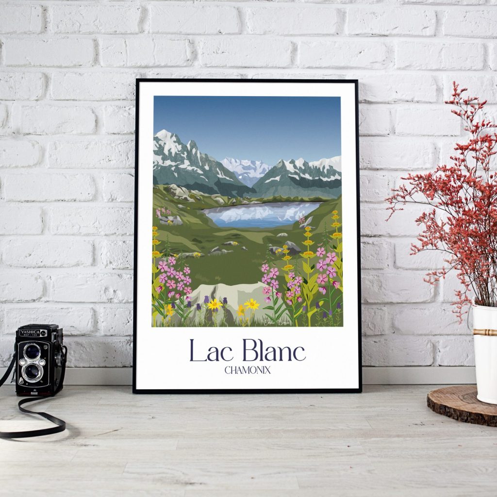 Affiche poster du Lac Blanc en haute-savoie